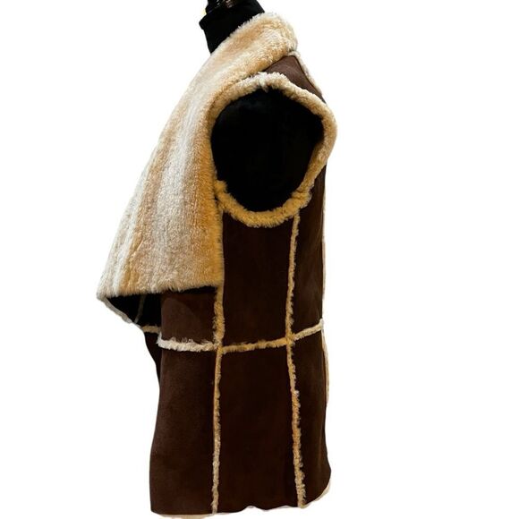 Michael Kors Brown Lambswool Vest Small Open Front, Longline, Cozy Fall/Winter - Picture 4 of 16